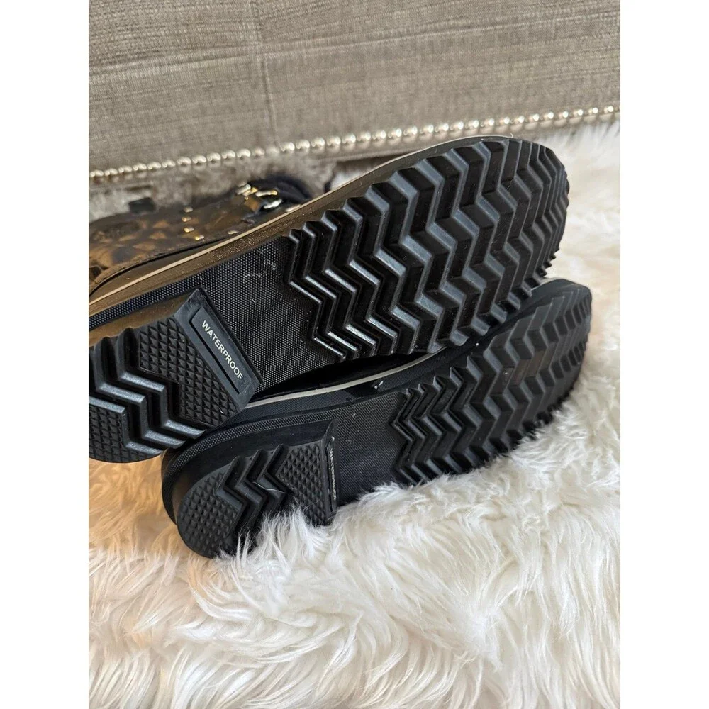 Sorel Black Quilted Waterproof Winter Boots with Faux Fur Trim - Size 8